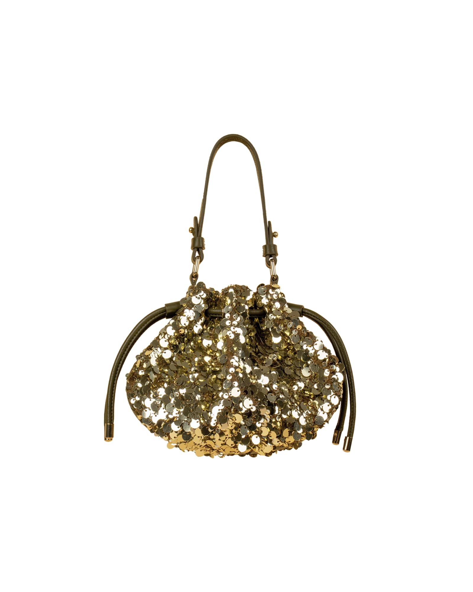Ziva Sequin Bucket Potli Bag - Olive-image-16