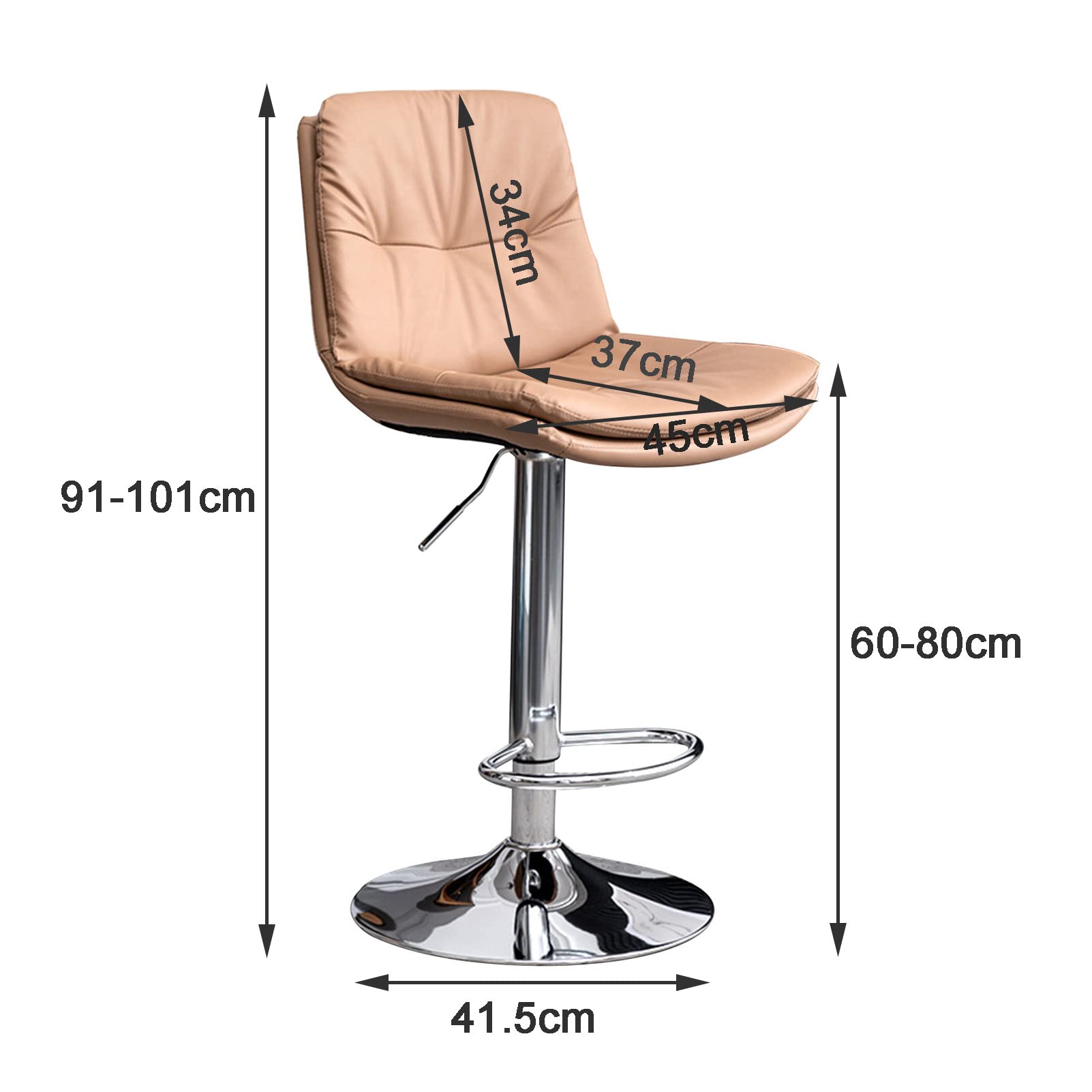 Lot de 2 tabourets de bar pivotants réglables pour cuisine et salle à manger - Tabourets de comptoir pour la maison - Design moderne - Parfait pour îlot de cuisine