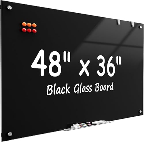 Miniatura 21 de MaxGear Pizarra blanca de vidrio de 72 x 48 pulgadas (6 x 4 pies) para montaje en pared, pizarra blanca magnética con 1 borrador, 1 bandeja de