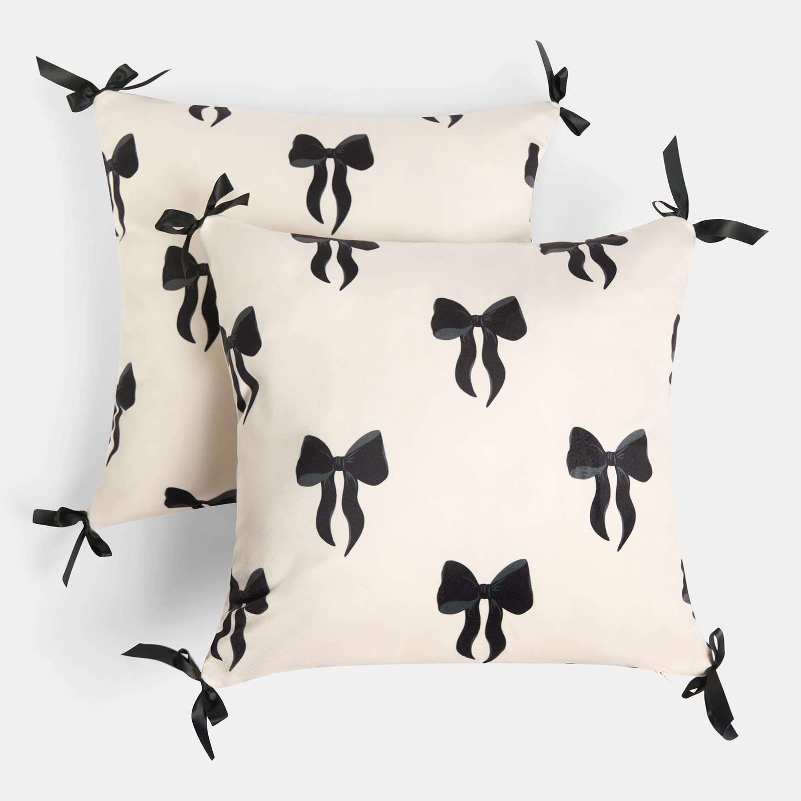 Ohs 2 X Bows Matte Velvet Cushion Covers Home DécorMono from B&Q