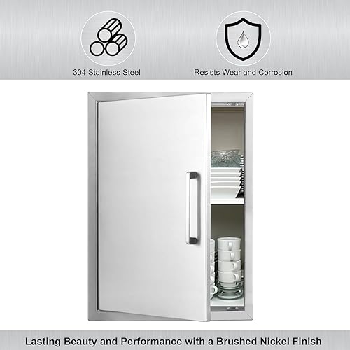 Miniatura 5 de Atatod Puerta de cocina al aire libre, puerta de acceso de cocina al aire libre de 17 "W23 H, barbacoa de acero inoxidable puerta única, se puede