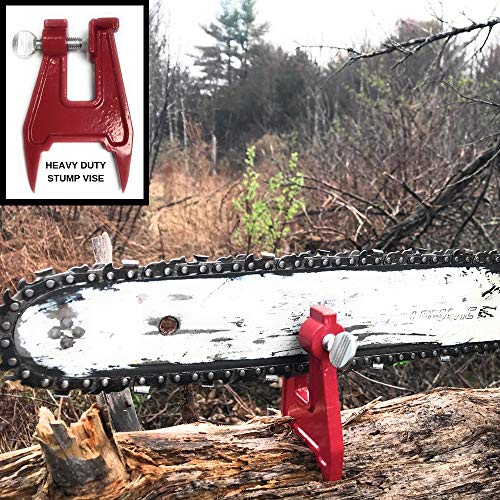 Cataumet Logger Stump Vise Filing Kit Includes 3 Round Chainsaw Chain Sharpening Files in Sizes 5/32” 3/16” 7/32” with 3 Matching Guide Handles and 1 Carry Field Bag