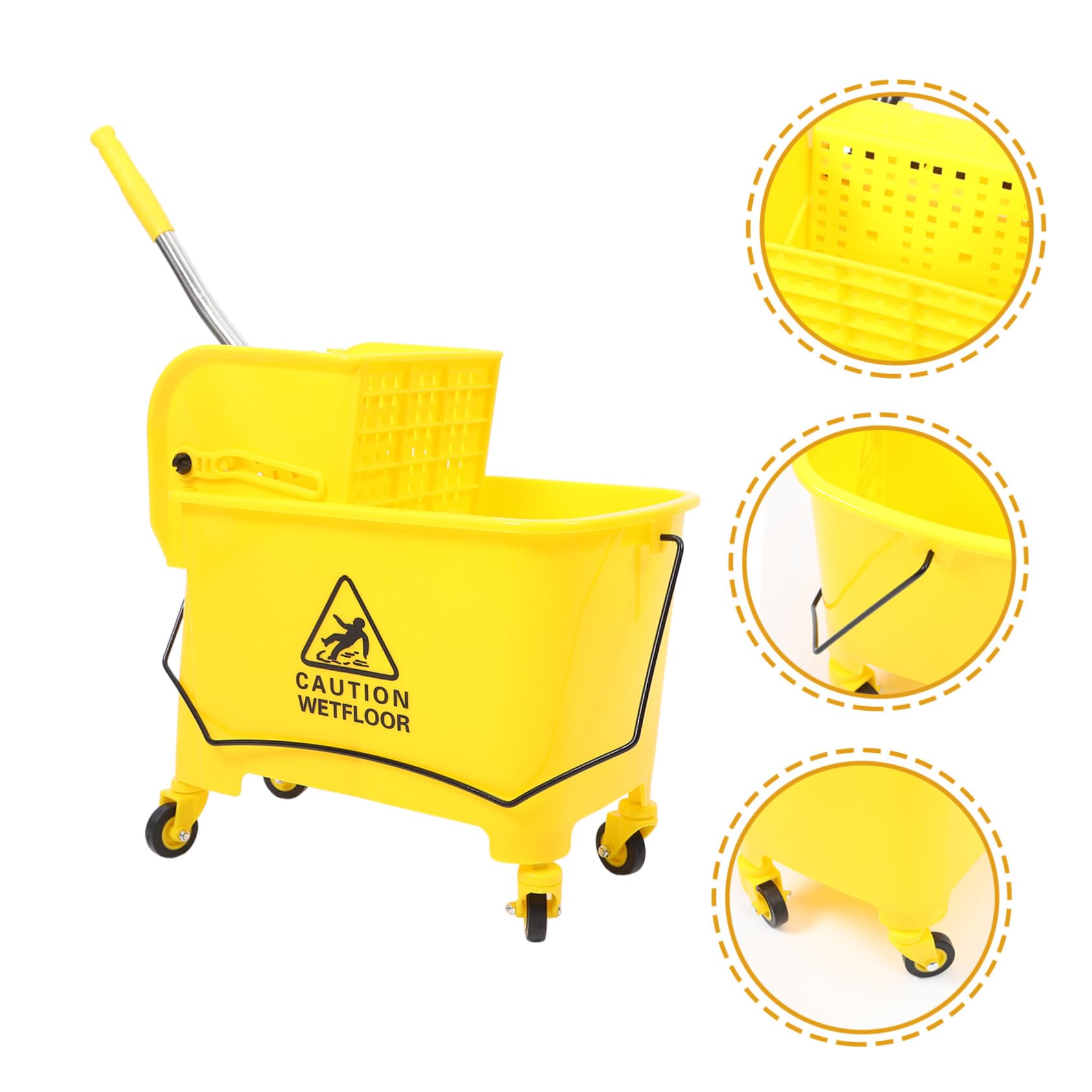 Fregona de Escurridor Cubo de Ruedas 20l Comercial y Plásticas Aleatorio Lateral Limpieza Fácil y Segura Color en Uso Industrial