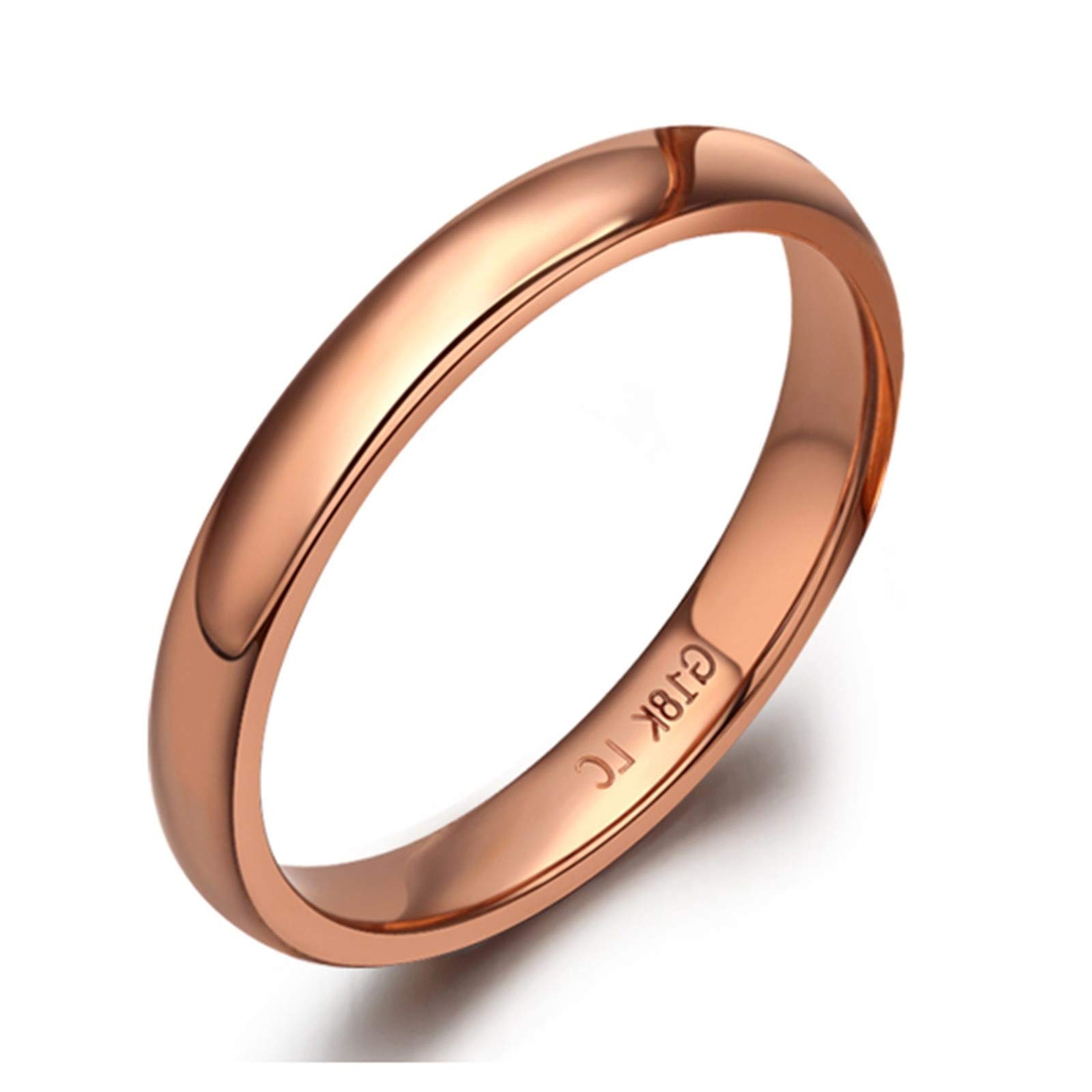 KnSam Bague Femme Fine 2.3MM Simple Classique Femme élégant, Or 18 Carats Élégance Cadeau Noël