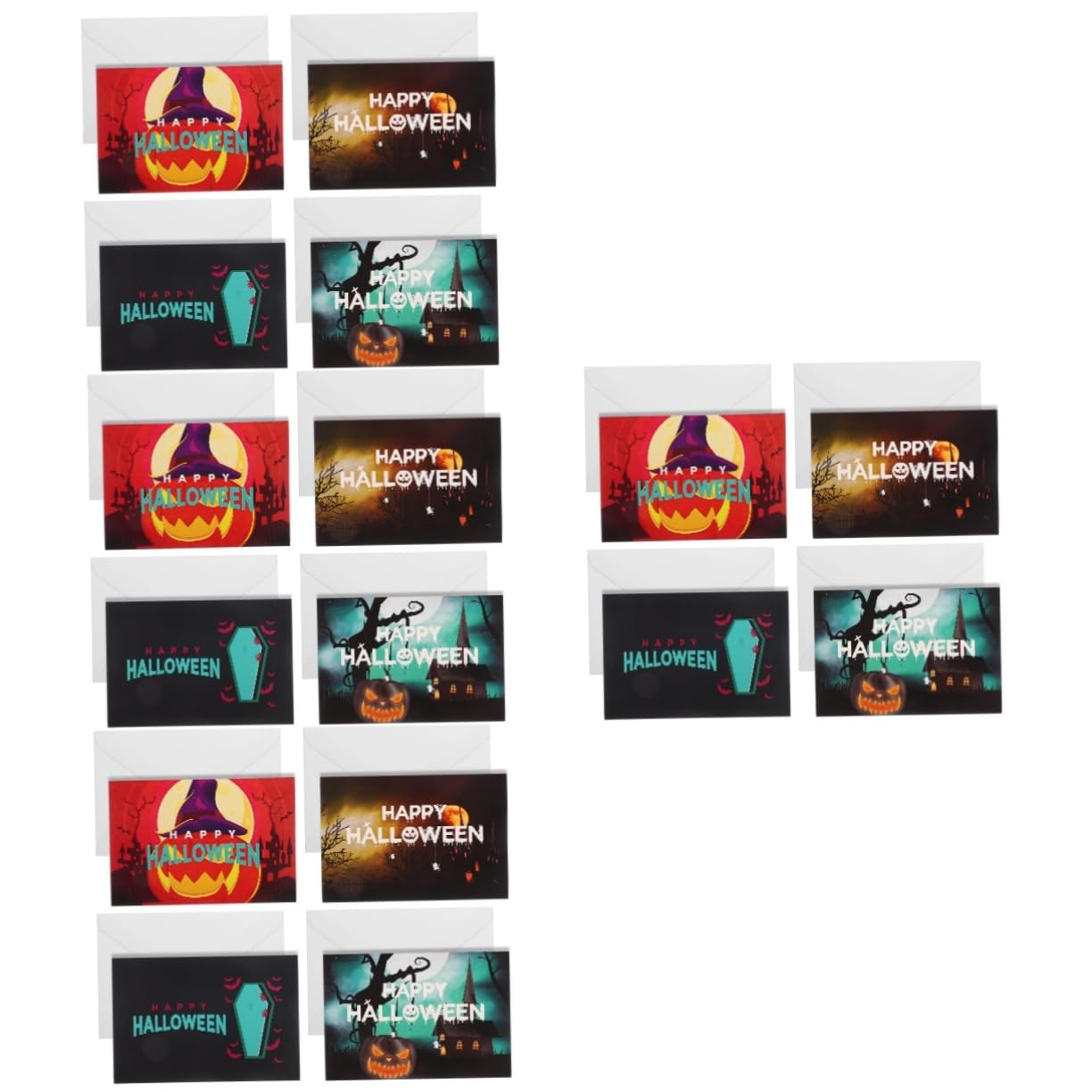 PRETYZOOM 48 Sätze Halloween-Karte Halloween-Partybevorzugung Nachrichtenkarten einladungskarten Grußkarten das Papierkarten Cartoon-Design-Grußkarten