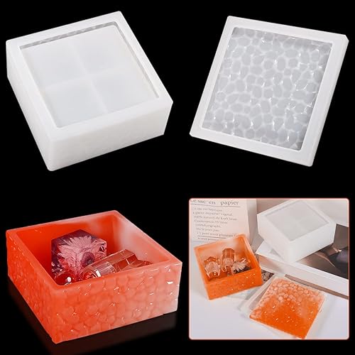 Miniatura 1 de Zayookey Caja de almacenamiento, molde de resina, tarro cuadrado de resina de silicona con tapa, molde de fundición epoxi en cubo, molde de caja de