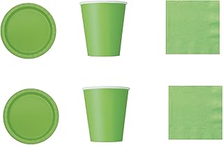 COORDINATO MONOCOLORE DI CARTA VERDE PER FESTE E EVENTI Prodotti riciclabili ed ecologici in polpa di cellulosa - kit n°3 Cdc - ( 60 PIATTI da 20 cm, 70 BICCHIERI , 100 TOVAGLIOLI)