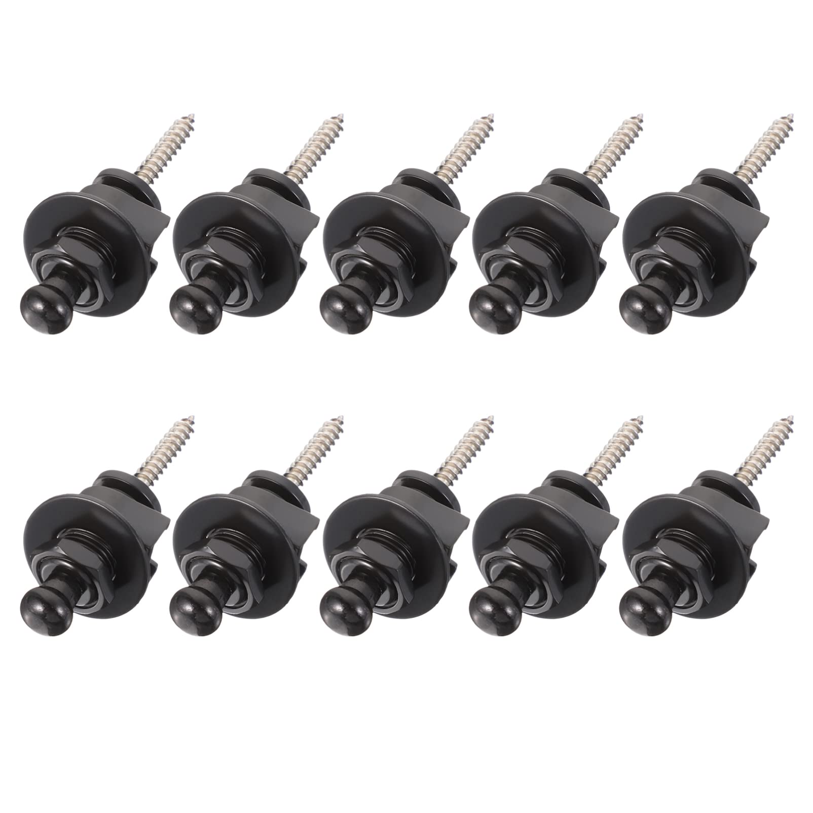 VANZACK 10Pcs Guitar Strap Lock Buttons Skid Design for Acoustic Electric Guitars Secure Fit Strap Nails Black Easy Install Prevents Strap Slippage