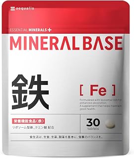 ミネラルベース 鉄 サプリ リポソーム ミネラル 栄養機能食品 鉄分 ビタミンC クエン酸 葉酸 サプリメント 国内製造 30日分