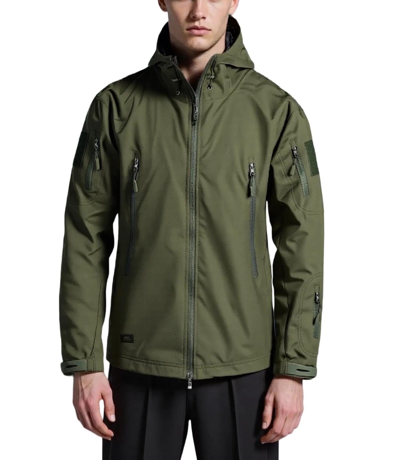 Męskie zimowe kurtki narciarskie wodoodporne płaszcze polarowe ocieplana termiczna kurtka snowboardowa parka płaszcz przeciwdeszczowy z kapturem, ZIELONY, XL