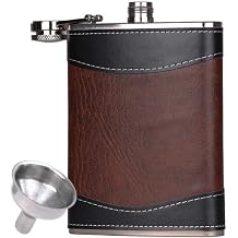 Premium Leather Hip Flask 8oz with Funnel Stainless Steel Liqour Flask