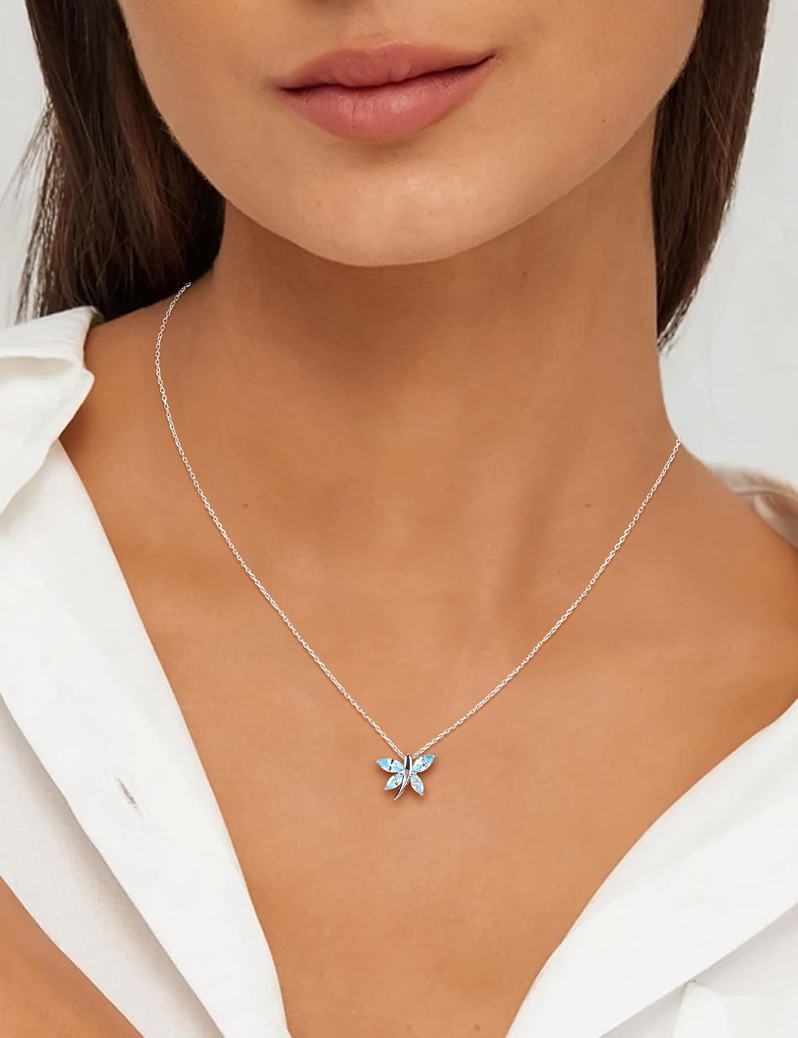 Dainty Dragonfly Necklace 14K Gold Plated/Sterling Silver Birthstone Necklaces for Women Gemstone Cute Dragonfly Pendant Necklace Dragon Fly Jewelry
