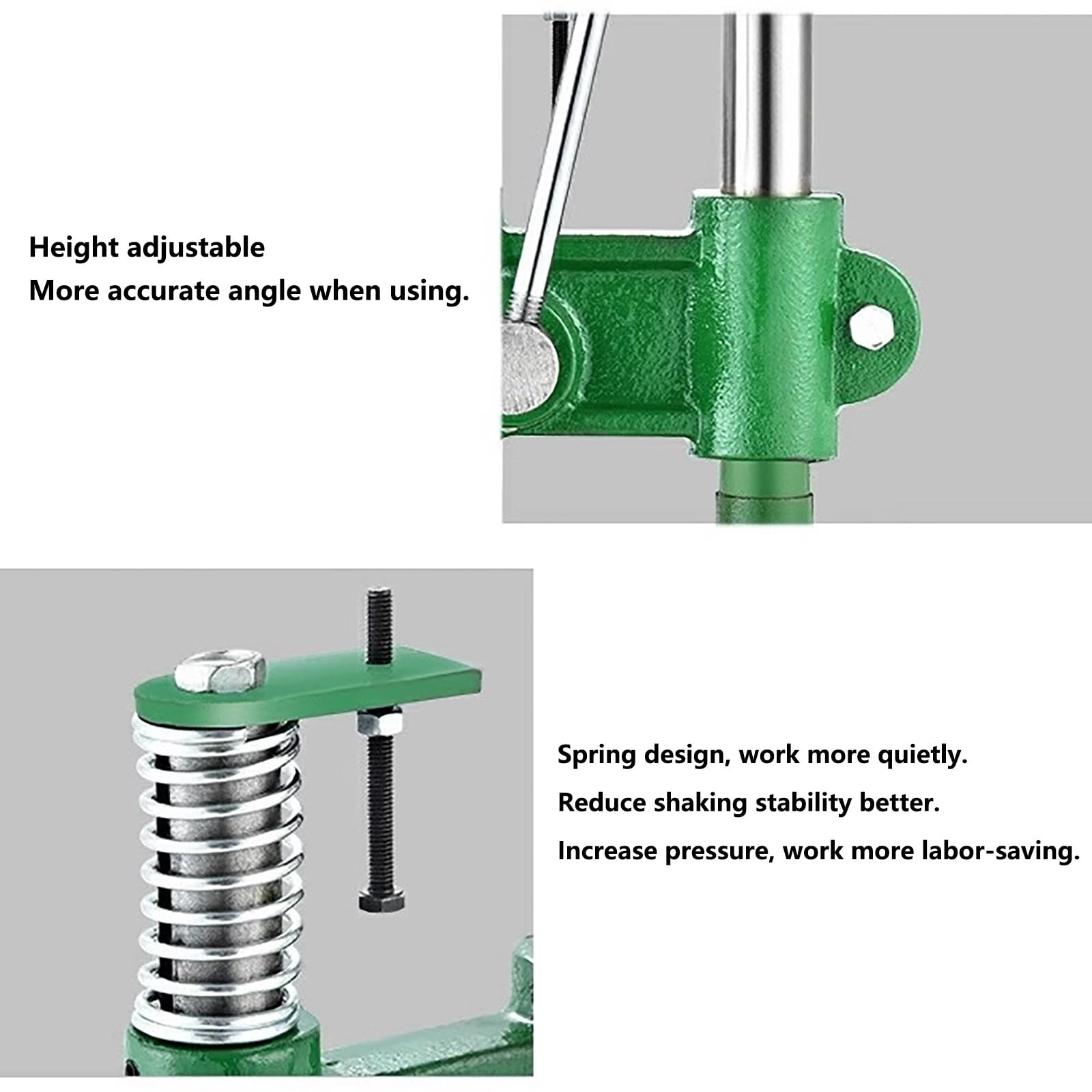 Presse manuelle en fonte assistée par ressort pour rivets, œillets, boutons de fixation et estampage sans effort avec pression maximale de 158,8 kg