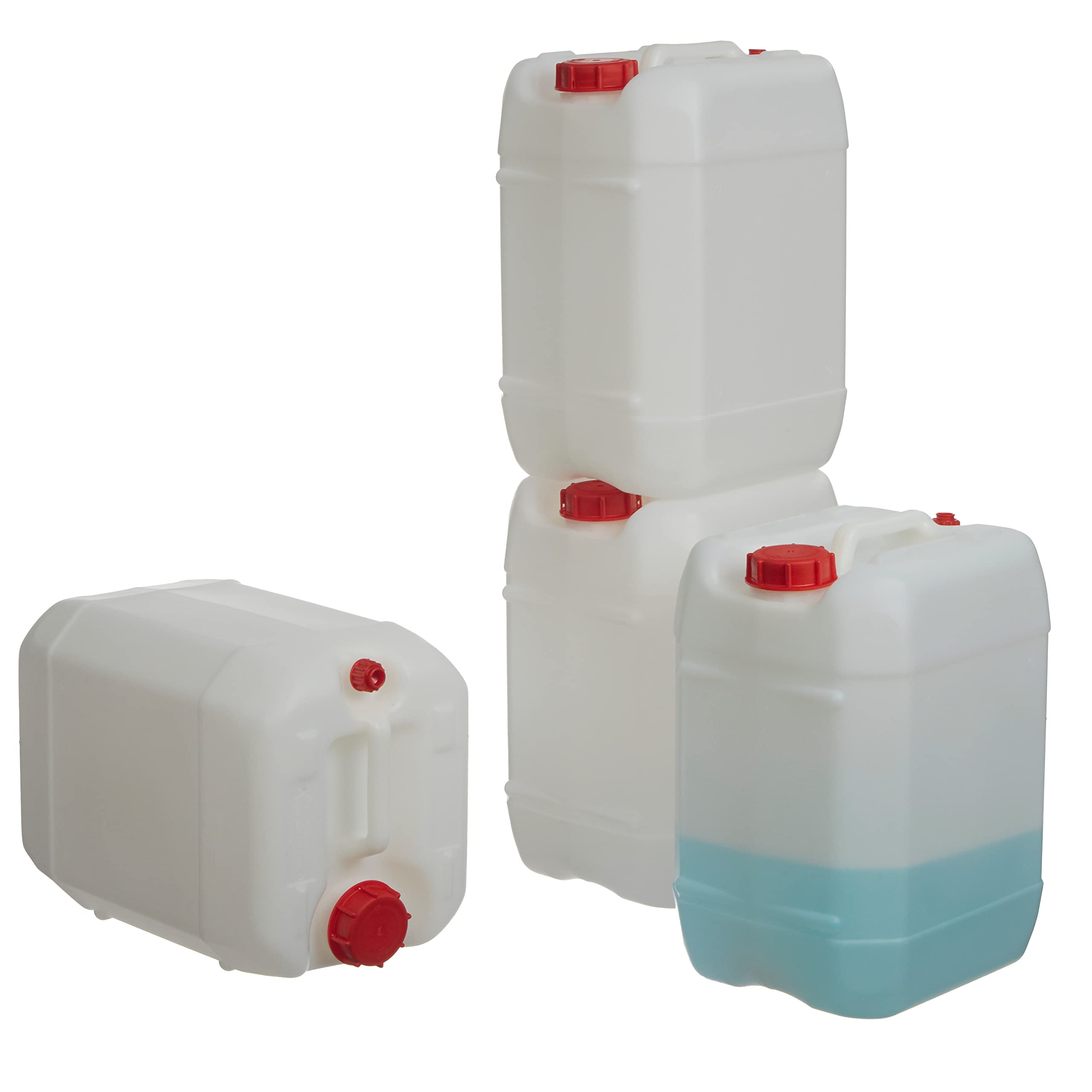 Consolidated Plastics 5 Gallon Stackable Carboy with Leakproof Cap and Handle, HDPE Food Grade, BPA Free, Made in USA (Natural, 4 Pack)