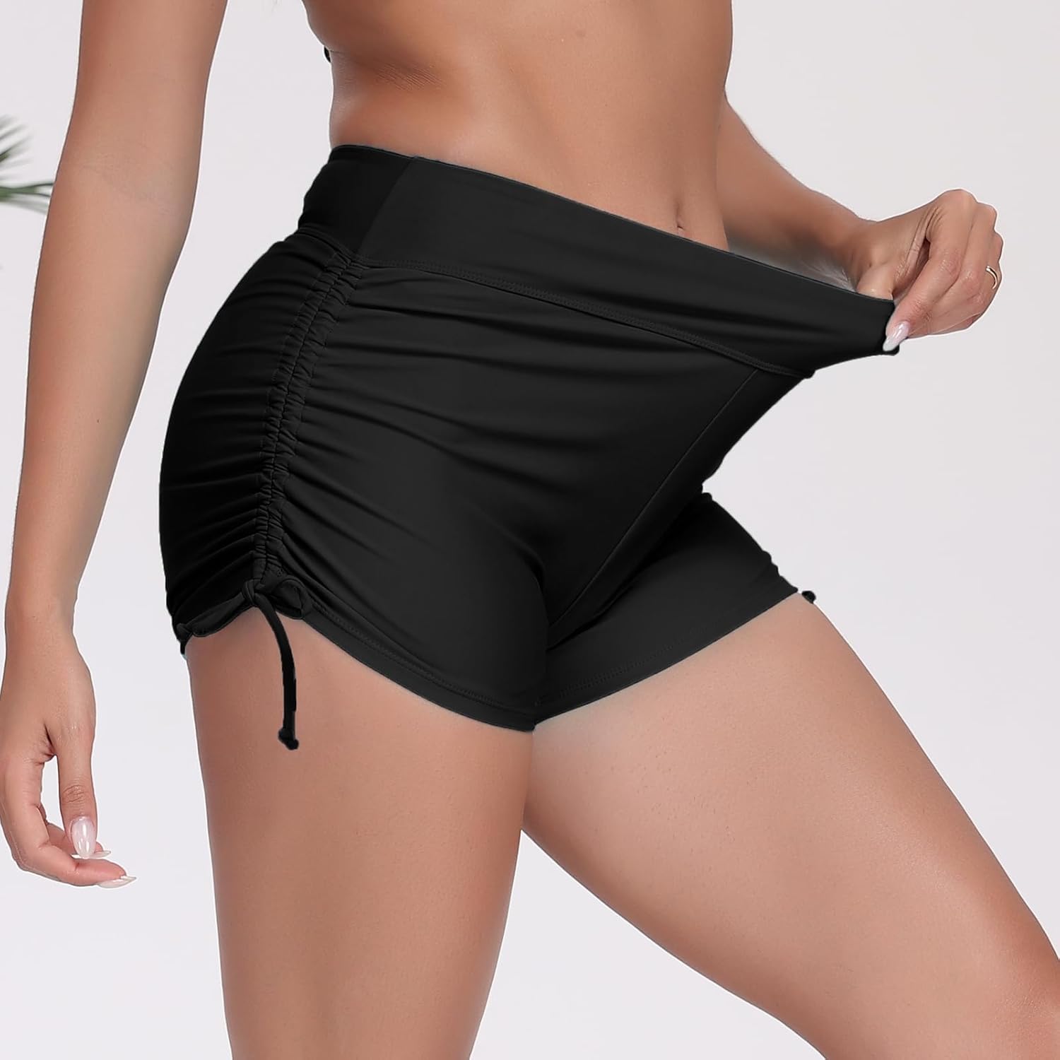 Halcurt Women's High Waisted Swim Board Shorts (Available in Plus) Tummy Control Side Drawstring Swimsuit Bottoms - Image 2