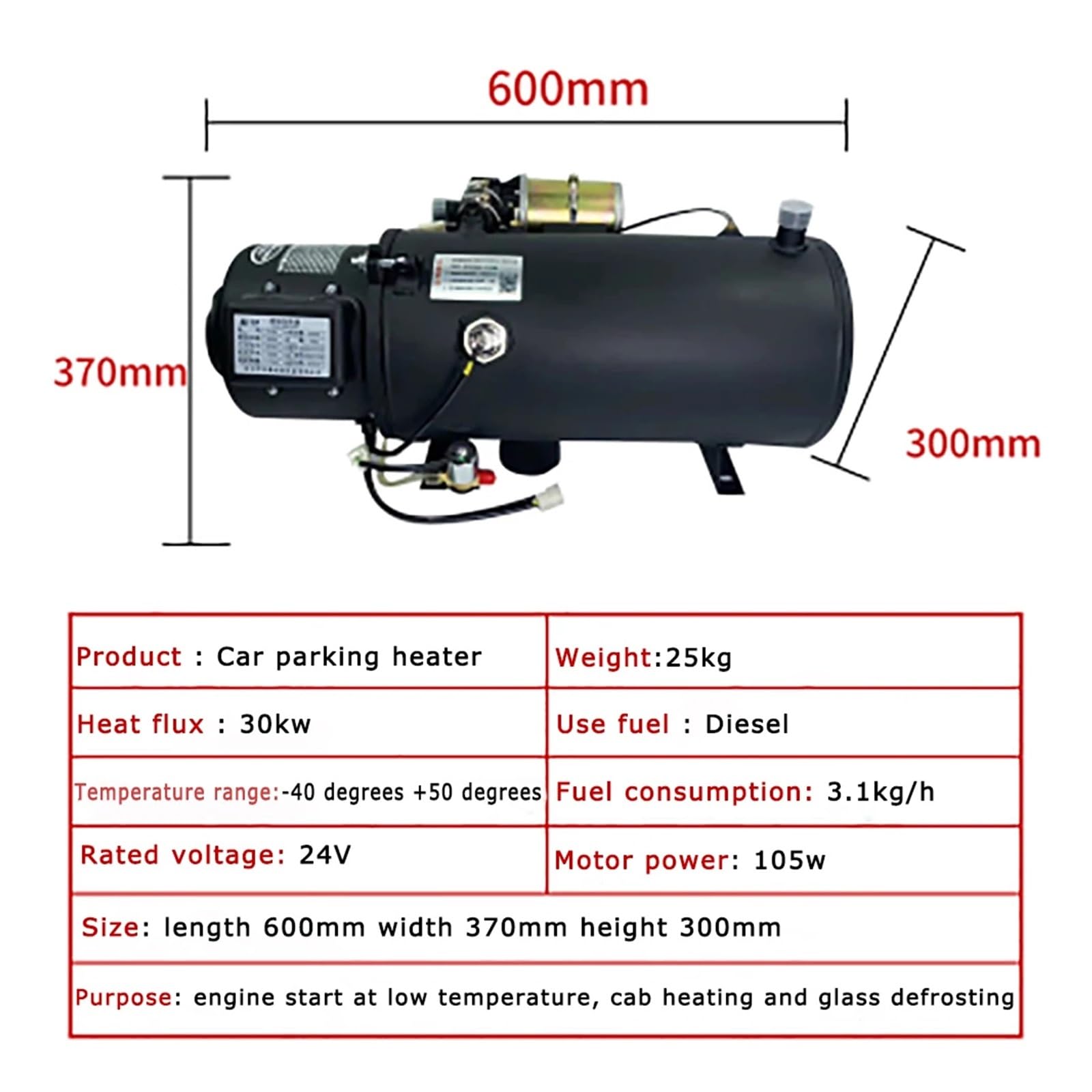 Podgrzewacz powietrza do samochodu 10 kW, podgrzewacz silnika na olej napędowy, podgrzewacz wody do ciężarówek 12 V 24 V z silnikiem Diesla Do samodzielnego montażu(10kw 24v)