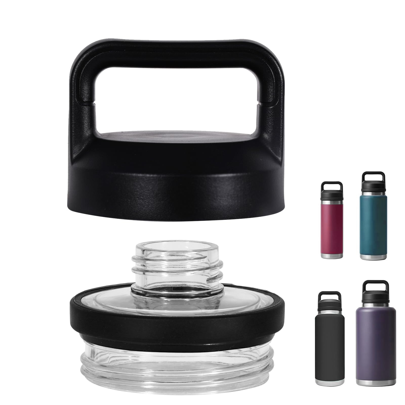 Screw Top Lid Replacement for YETI Rambler Bottle 18/26/36/46/64oz，Compatible with YETI Chug Cap Replacement Lids，Leak-Proof, Durable &