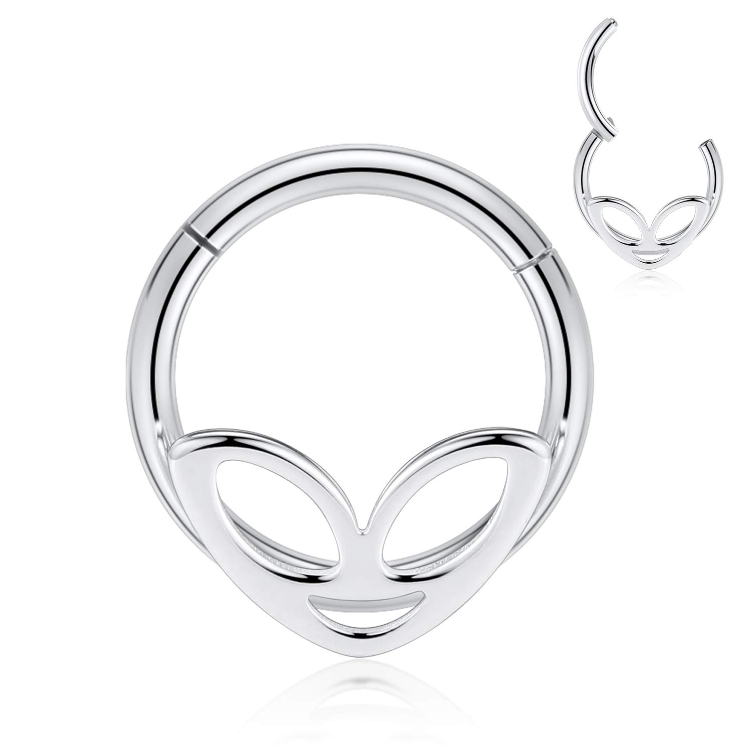 AROWRO 16G Stainless Steel Septum Clicker Daith Earrings Daith Rook Tragus Helix Cartilage Lobe Septum Piercing Jewelry Snake/Pyramid/Arrow/Star Design Hinged Segment Ring — view 13