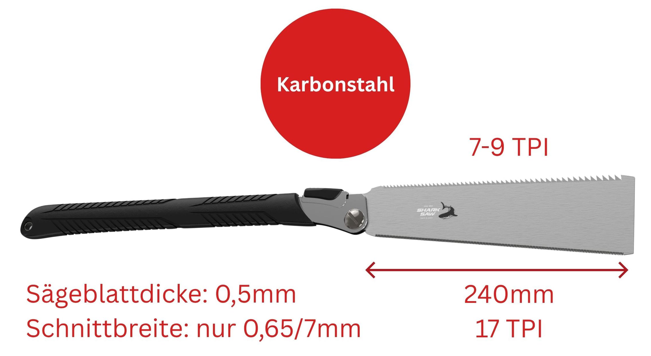 FAMEX 5523 Profi Japansäge Ryoba 240mm Karbonstahl zweiseitig fein/grob 7-9/17 TPI klappbar Handsäge für Holz