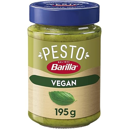 Immagine del prodotto Barilla Pesto al Basilico 100% Vegetale, Pesto Vegano con Basilico Italiano, Senza Aglio, Senza Glutine e Senza Formaggi, Naturalmente Senza Lattosio, Sugo Pronto per Pasta, 195 g
