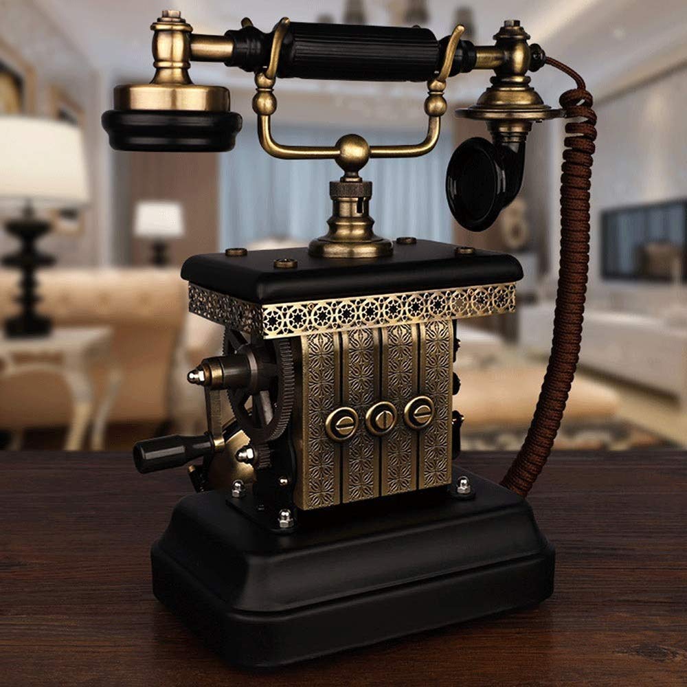 Telefono fisso retrò per casa, scuola e ufficio Suoneria elettronica meccanica in lega di zinco Telefono antico, telefono vintage con quadrante fisso Telefono fisso retrò europeo classico con filo