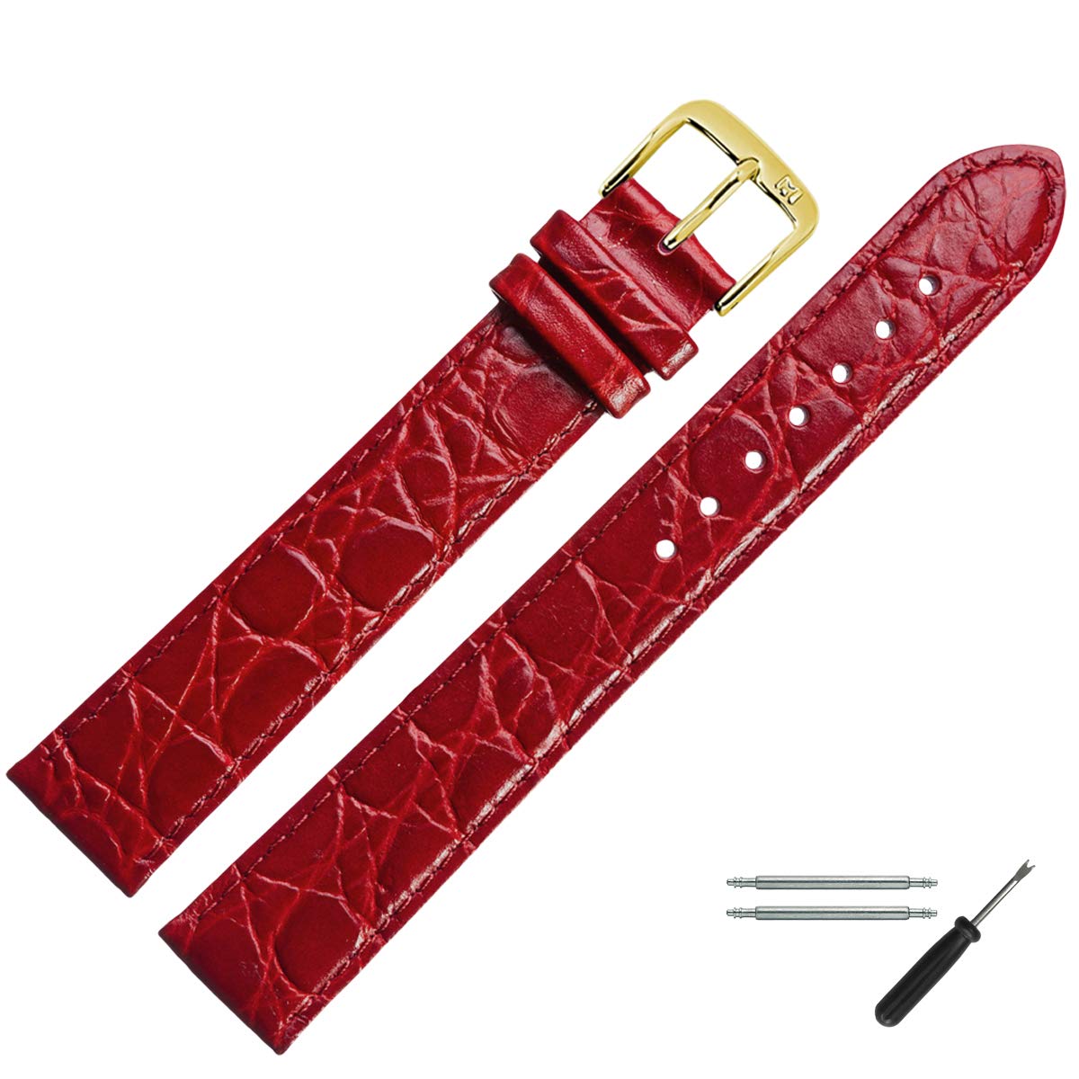 MARBURGER Uhrenarmband 16mm Leder Kroko Prägung XL - Werkzeug Montage Set 68116