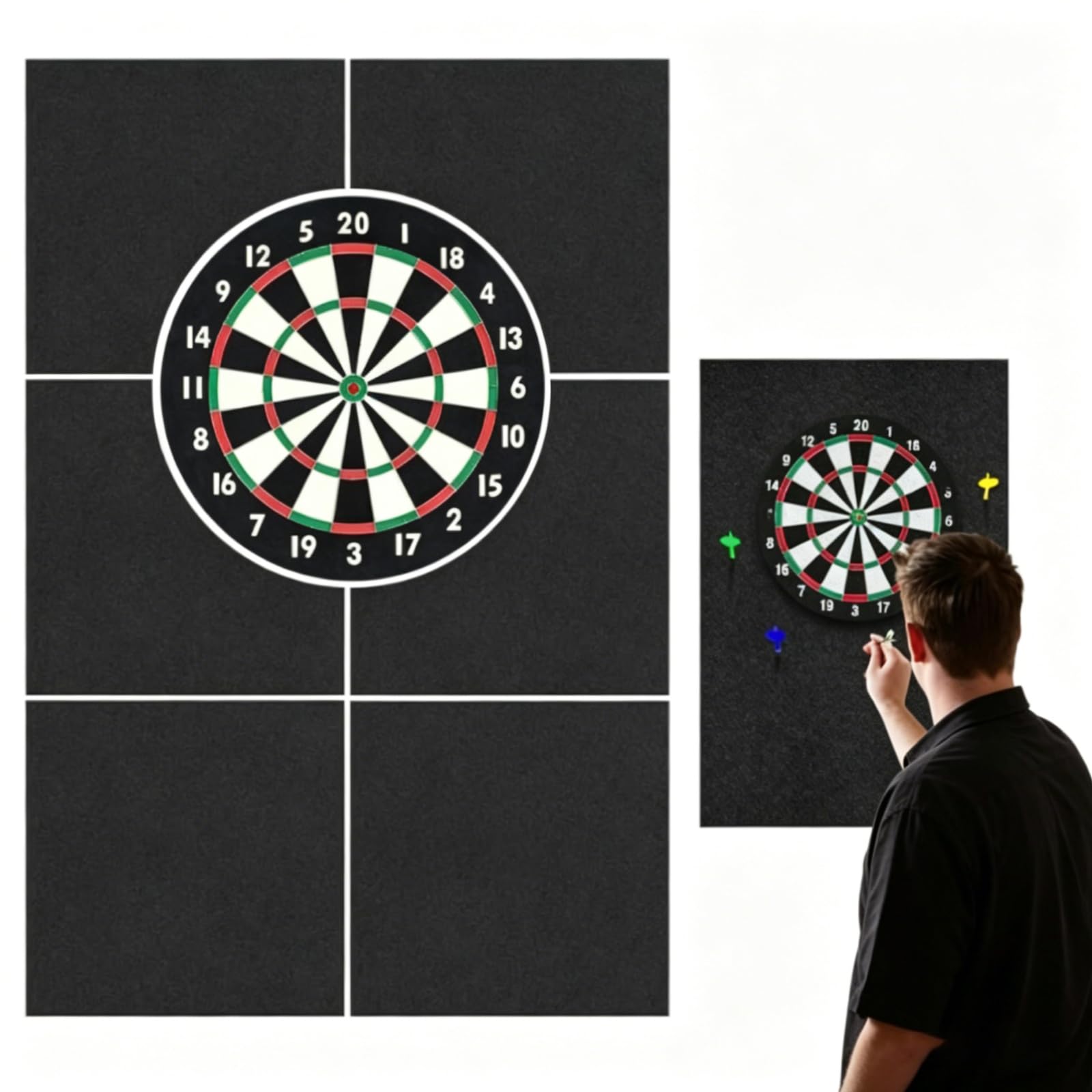 Dart Board Wall Protector 6Pcs Dartboard Wall Protector Felt Dartboard Surround Self Adhesive Wall Protector for Dart Board No Damage to Walls