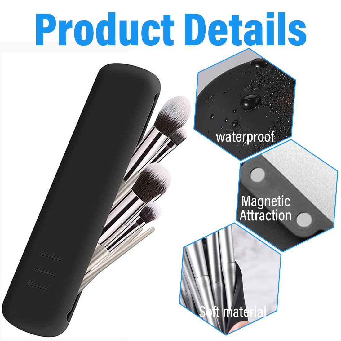 Travel Makeup Brush Holder, Silicon Trendy and Portable Cosmetic Face Brushes Holder - Image 3