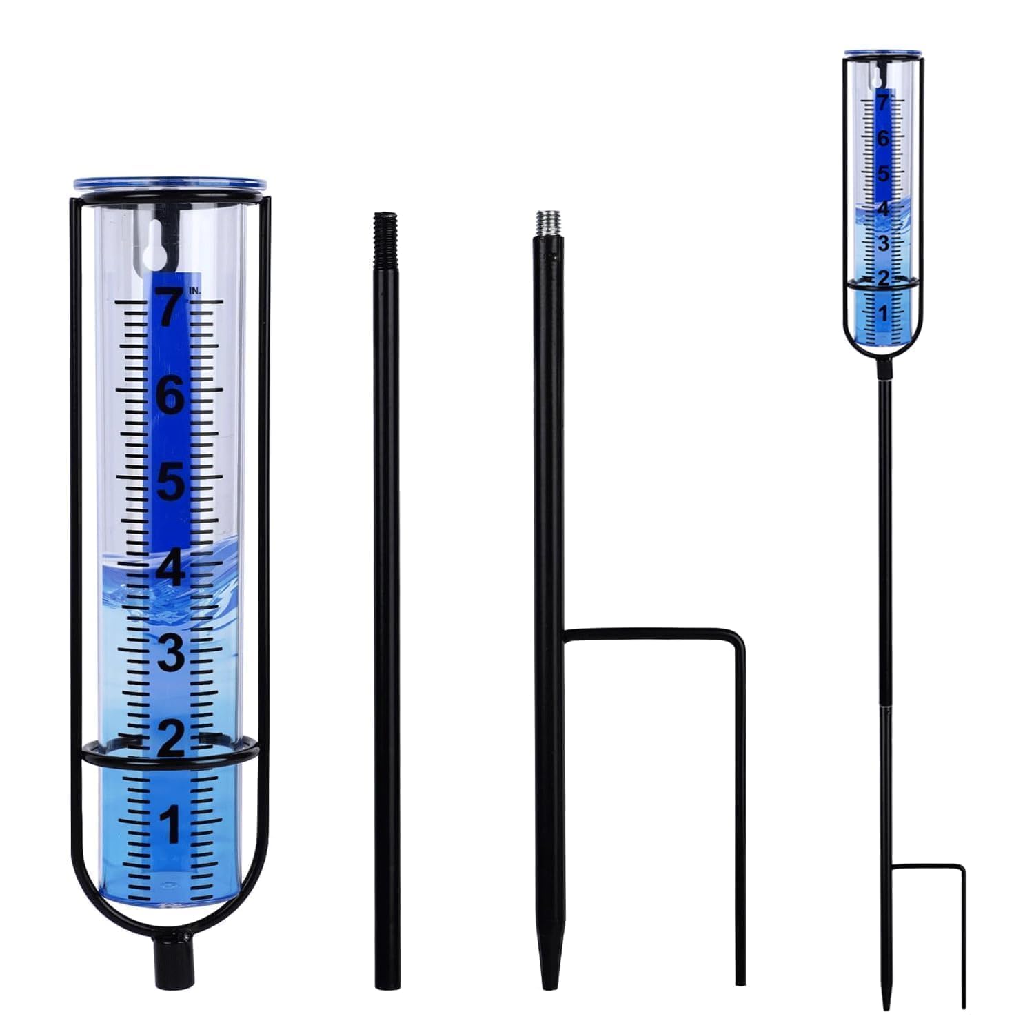 Pluviómetro para jardín,17cm,Pluviómetro extraíble,Pluviómetro con estaca,Medidor de Lluvia para exteriores,adecuado para césped, a prueba de viento y lluvia,a prueba de frío y a prueba de deformación