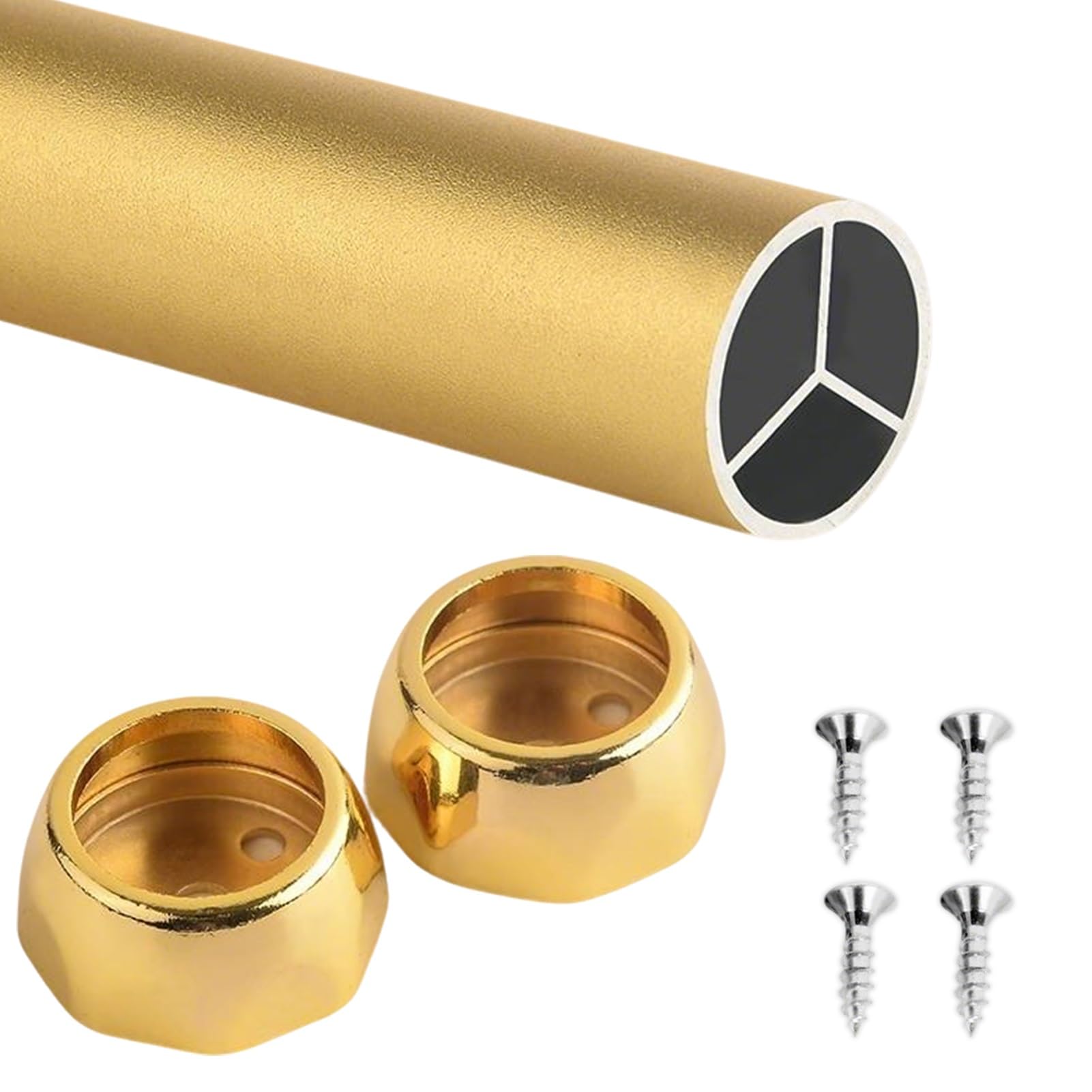 Wardrobe Rail, Wardrobe Rail 110 Pound Load 1 Inch Diameter Multicolor 50-160cm With Fittings(Gold,85cm/33.5in)