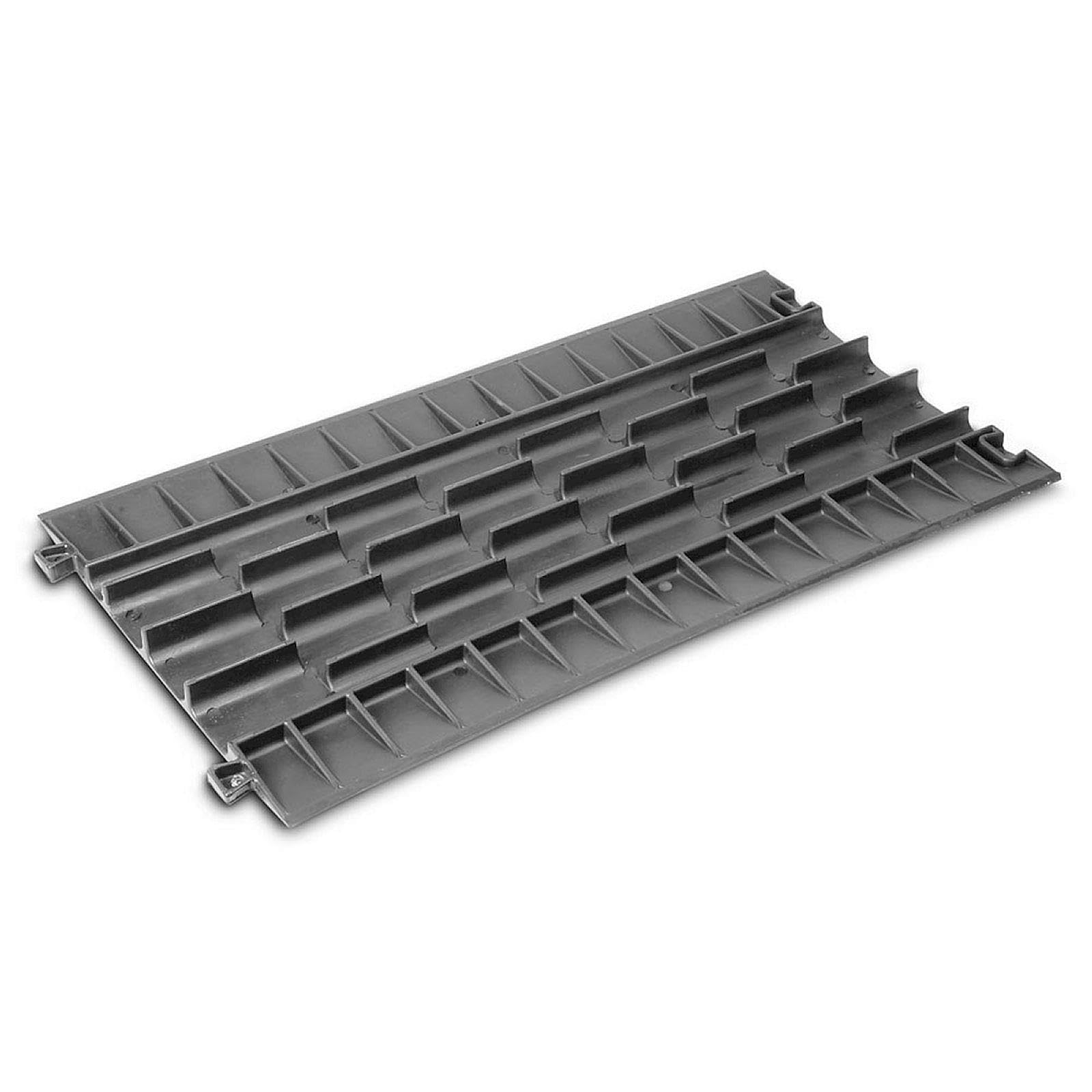 Pedana passacavo DEFENDER COMPACT con sette canali, pedana passacavo antiscivolo in poliuretano nero riciclabile, resistente a olio, acido, solventi e benzina, nero, altezza 3,7 cm