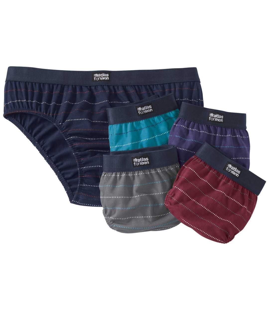 ATLAS FOR MEN - Pack of 5 Men's Striped Briefs - 4XL