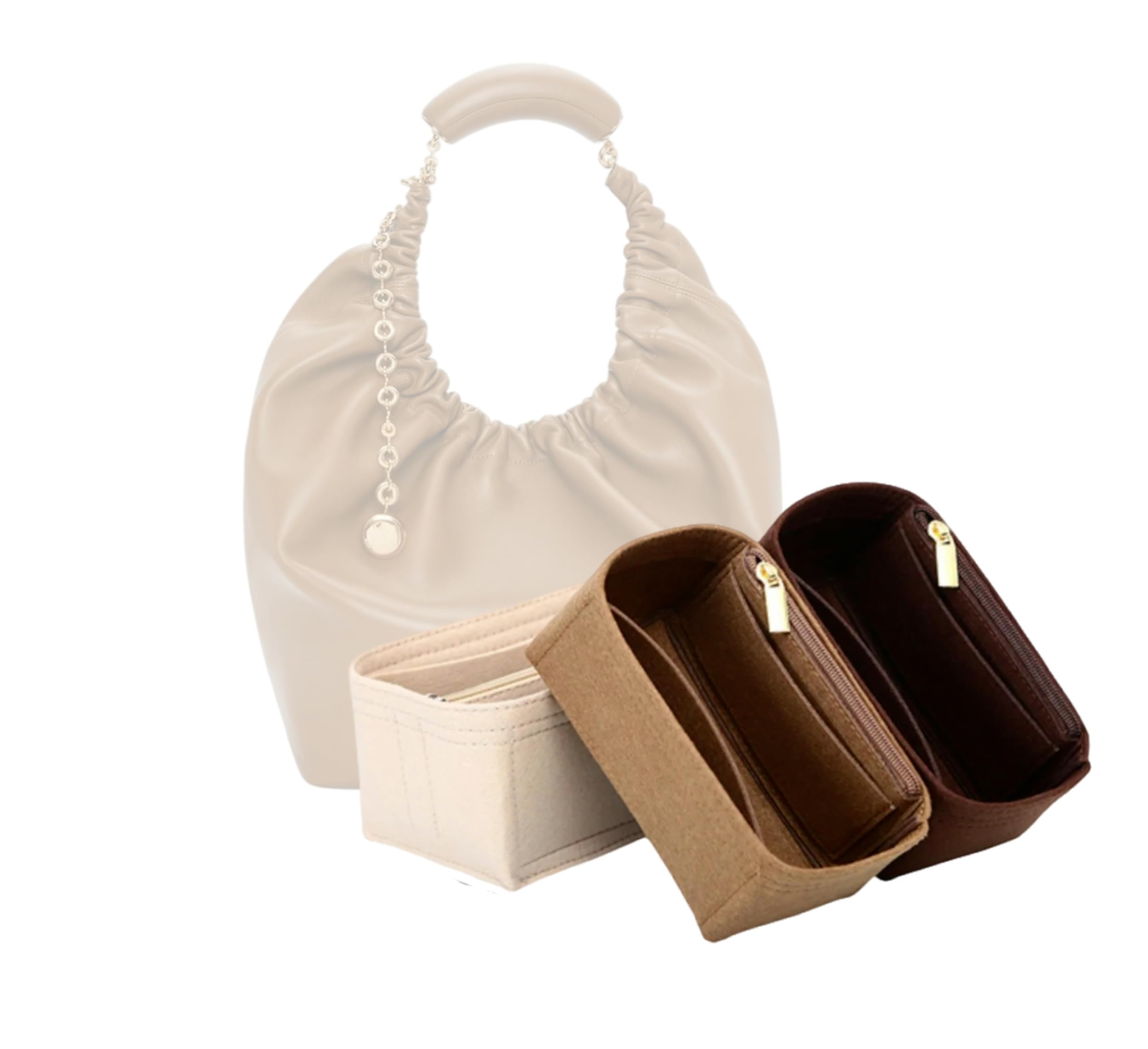 LinerLink Bag Organizer for Loewe Medium Squeeze Bag(34L x 33H x 13.5D cm) (Beige, Style A)