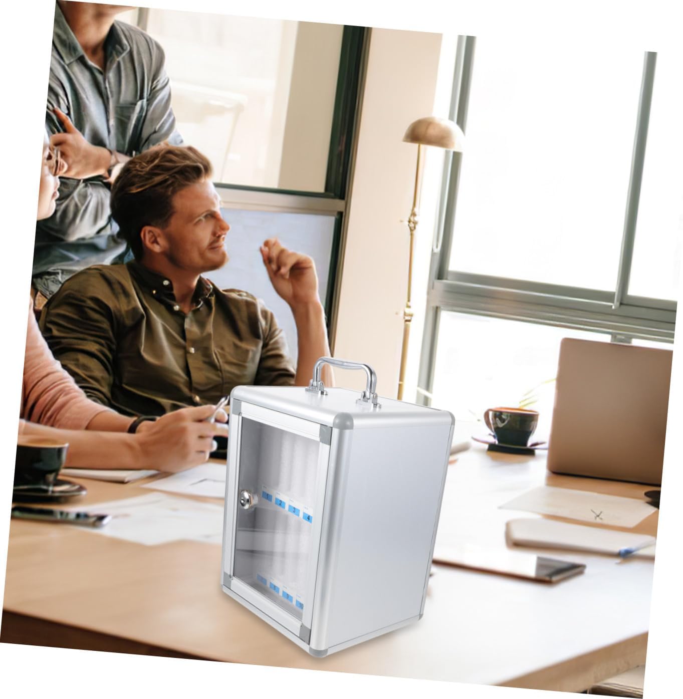 Mobile Phone Storage Locker Cabinet 12-Slot Cell Phone Locker Box with Lock for Office School Meeting Room Cellphone Organizer Box