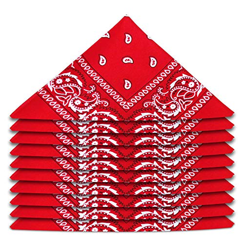 Uranbee Paisley Bandana 10er Set Halstuch Unisex Kopftuch Armtuch Nickituch Bike Tuch 55 x 55 cm (Rot) Cover