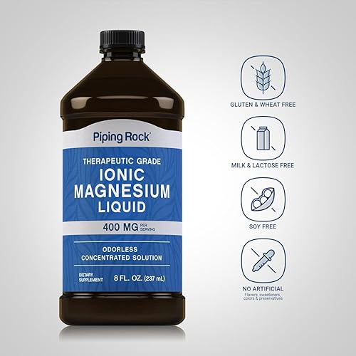 Miniatura 3 de Magnesio iónico líquido  400 mg  8 oz  Suplemento sin OMG, sin gluten  por Piping Rock