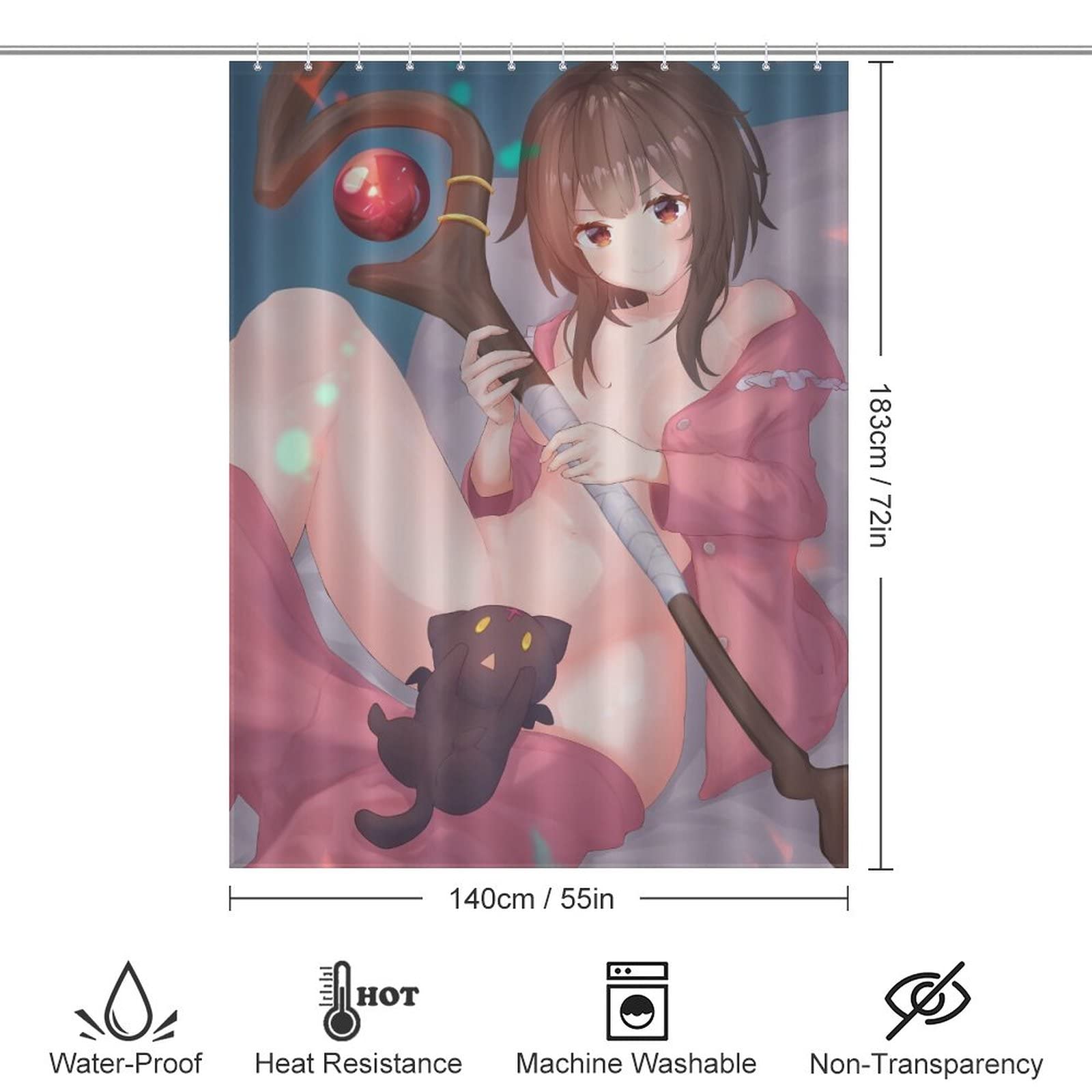 Amazon｜シャワーカーテンこのすば めぐみん お風呂カーテン 撥水加工