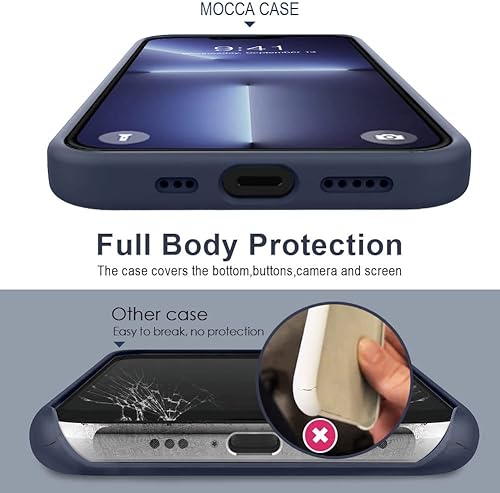 Miniatura 5 de MOCCA Funda compatible con iPhone 13 Pro Max de 6.7 pulgadas con soporte de anillo, silicona líquida, forro de microfibra, antiarañazos, cuerpo
