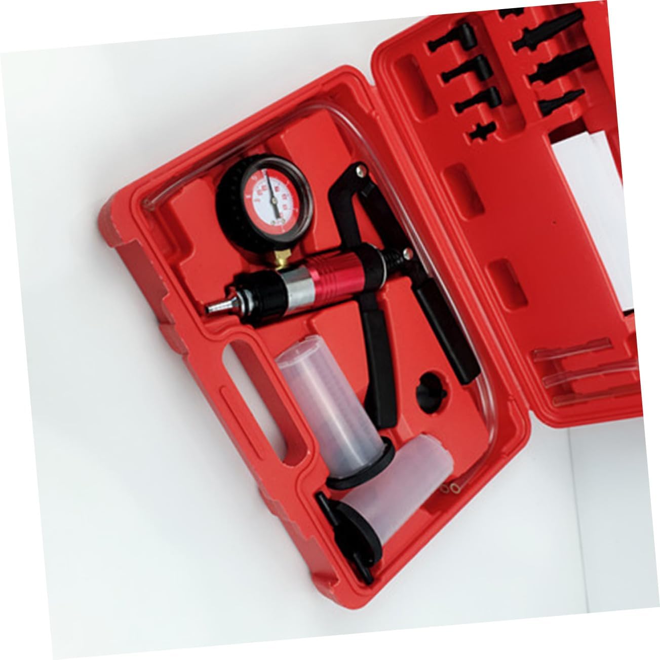 Manual Vacuum Pump Brake Bleeder Kit with Pressure Gauge for Automotive Brake and Fuel Line Bleeding Handheld Vacuum Pressure Pump for Steam Protection Compatible with All Vehicle