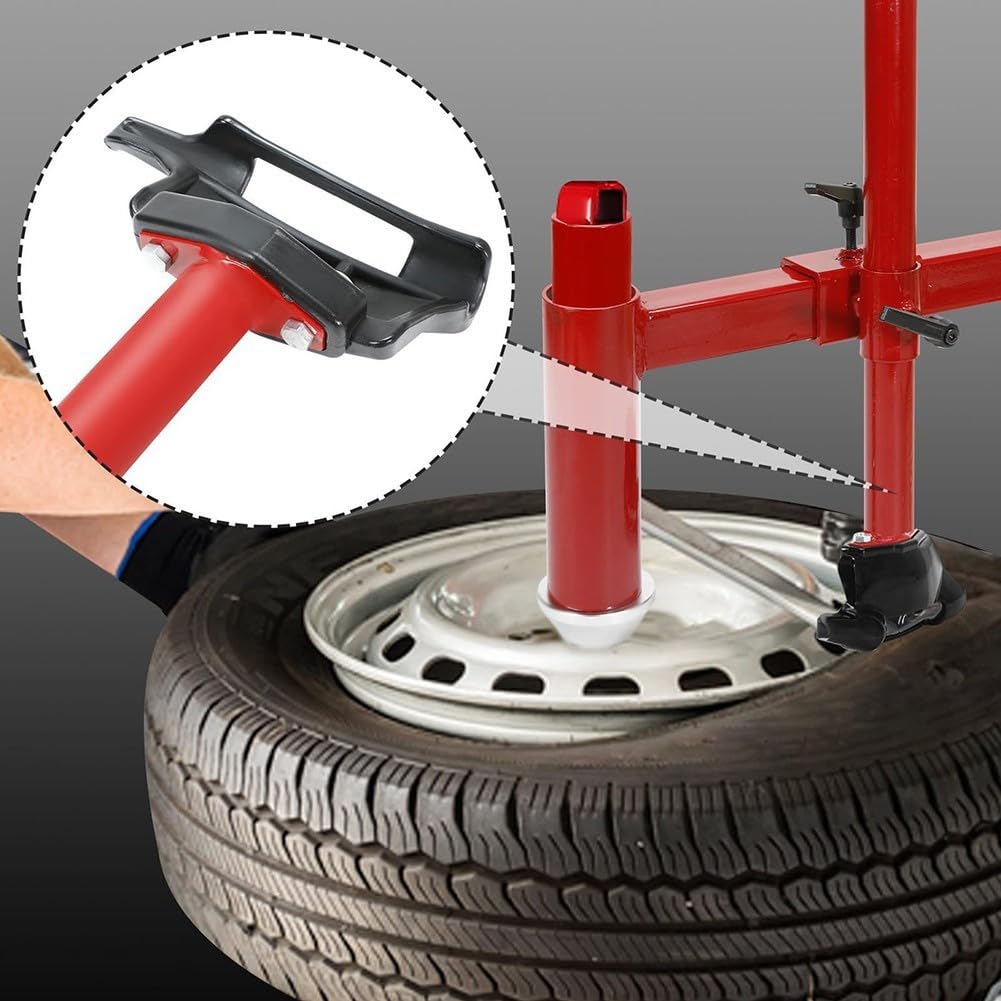 Changeur de pneu manuel avec adaptateur tête de canard et cône de centrage – Acier moulé robuste pour pneus de 16" à 21", compatible avec voitures, camions, SUV, VTT
