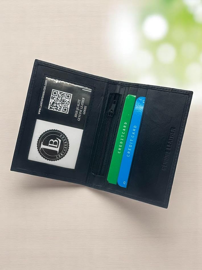 LeatherBoss Small Credit Card Holder Wallet With Outside ID4