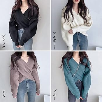 Amazon | 【アイボリー】レディース カシュクール ニット