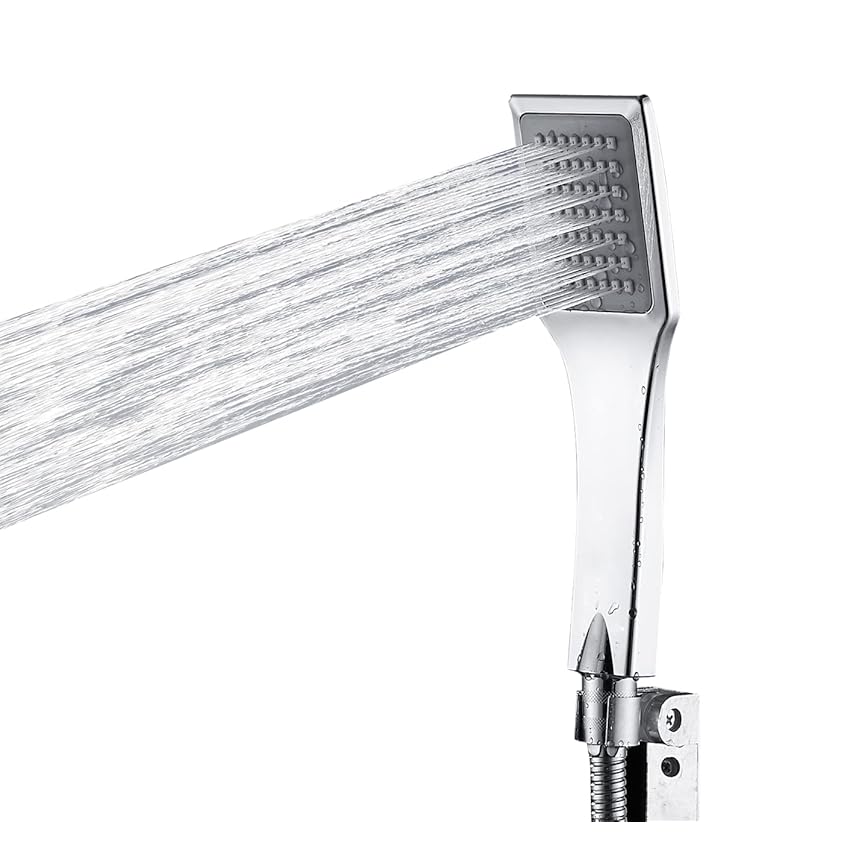 Immagine del prodotto R FLORY Soffione doccia palmare ad alta pressione Risparmio idrico Anti-intasamento Anti-perdite Finitura cromata SPA quadrato RV Aumenta la pressione dell'acqua Soffione doccia a pioggia