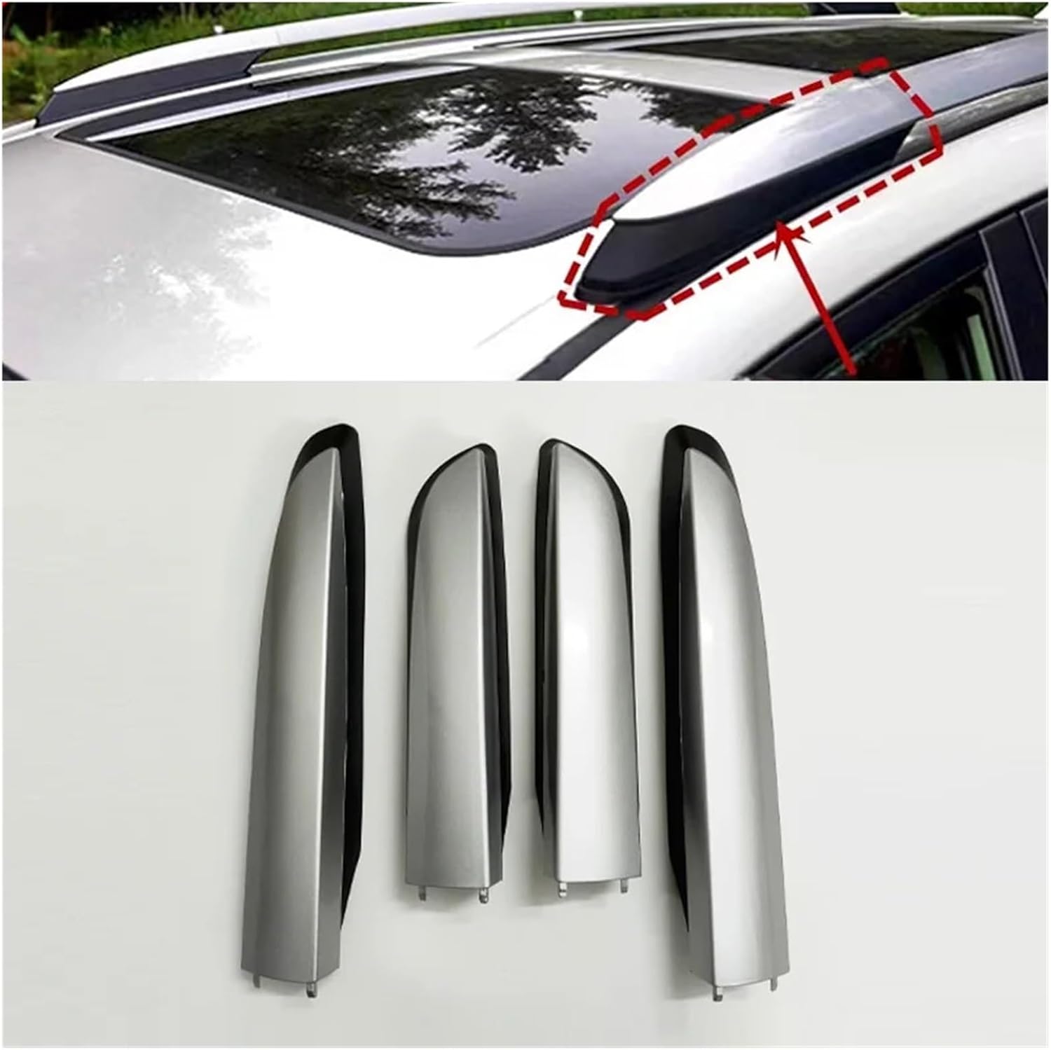 2014-2021 NEW Silver Roof Rack Luggage Bar Rail End Shell Plasitc Cover Replacement Compatible with Toyota RAV4(Front Left)