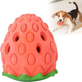 Dog Treat Toy Ball Strawberry Style TPR Dog Food Ball Multi-Function Dog Tooth Cleaning Toy Pet Molar Bite Toy Interactive Dog Toys(#1)
