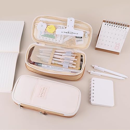 Miniatura 2 de iSuperb estuche plegable de gran capacidad para lápices, de lona, con cremallera, organizador de elementos de oficina, bolsa para bolígrafos, bolsa