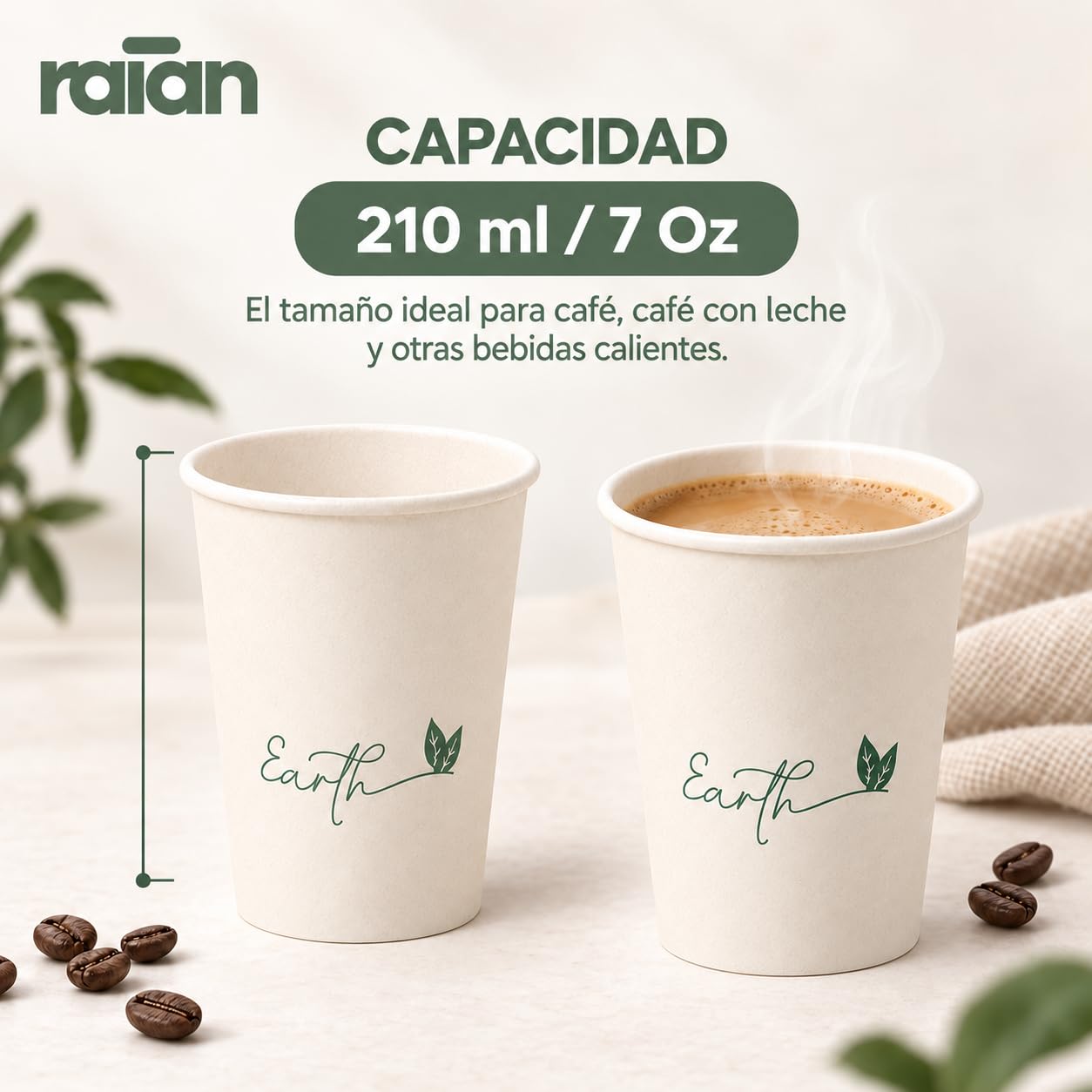 raian Jednorazowe tekturowe kubki do kawy 210 ml do Cappuccino 1000 szt