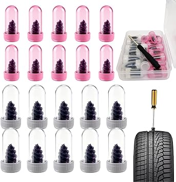 20PC Tire Repair Rubber Nails Kit with 2 Sizes, 2026 New Vacuum Tire Mending Nail Kit, Screw in Tire Repair Plugs with Screwdriver, Fast Self-Service Tire Repair Tools for Car, Motorcycle, Bike A