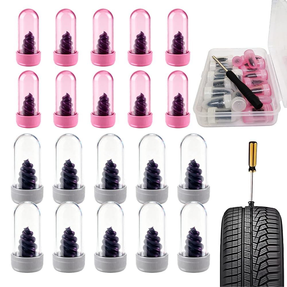 Tire Repair Rubber Nail,Vacuum Tire Repair Kit Spiral Rubber Studs with 2 Sizes,Self Serv…