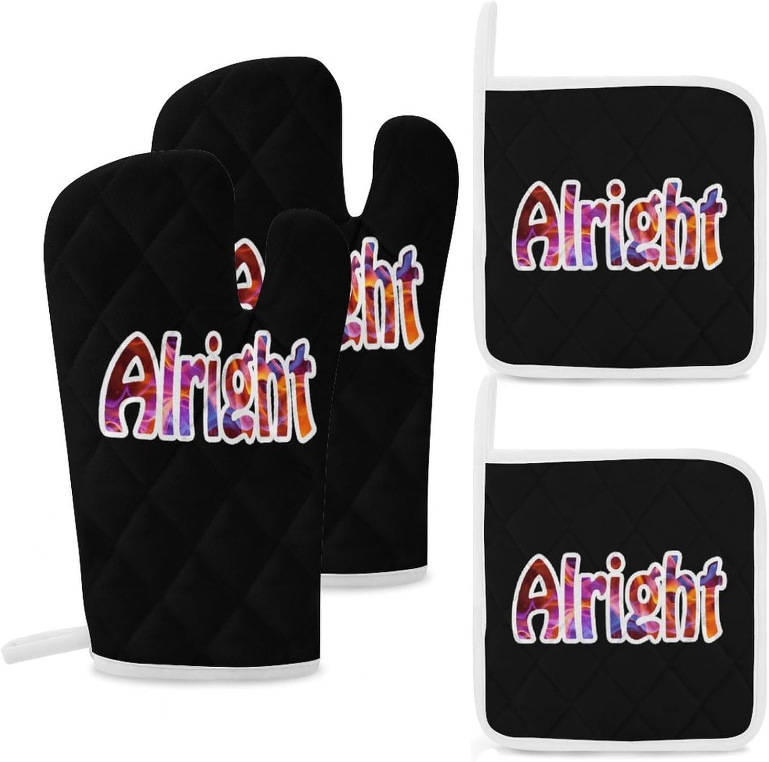 Alright Oven Mitts and Pot Holders 4Pcs Set Heat Resistant Cooking Mitts Hot Pads